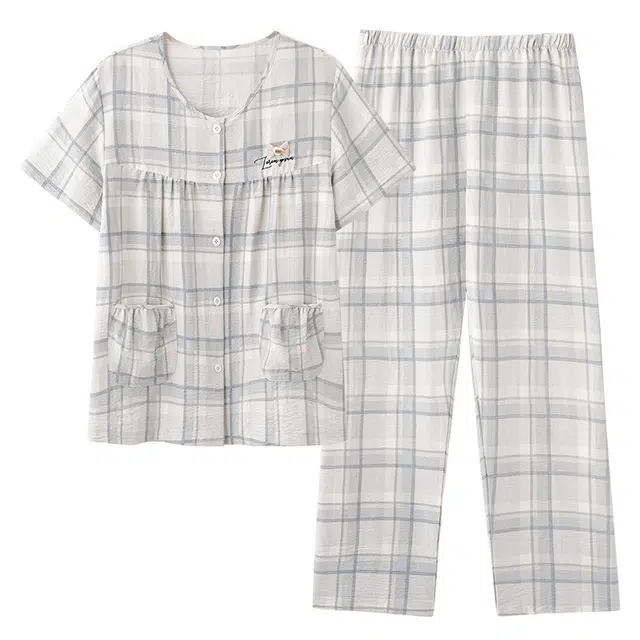 卡绚 简约短袖长裤大码休闲舒适家居服睡衣套装 女款