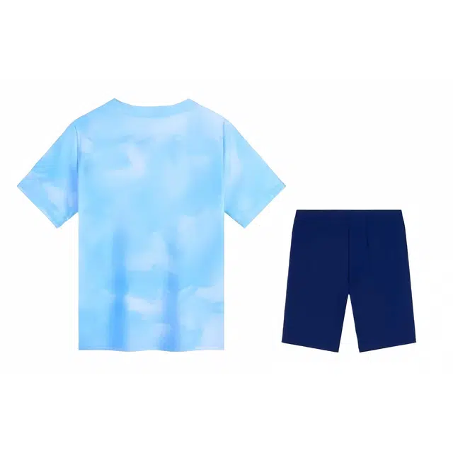 安踏儿童 圆领套头上衣松紧短裤儿童泳装 蓝色/深蓝色 青少年