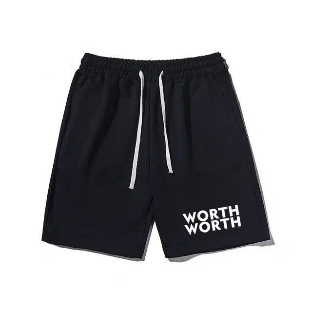 乱步 艺术街头宽松英文印花潮牌百搭运动透气五分裤休闲短裤 男女同款