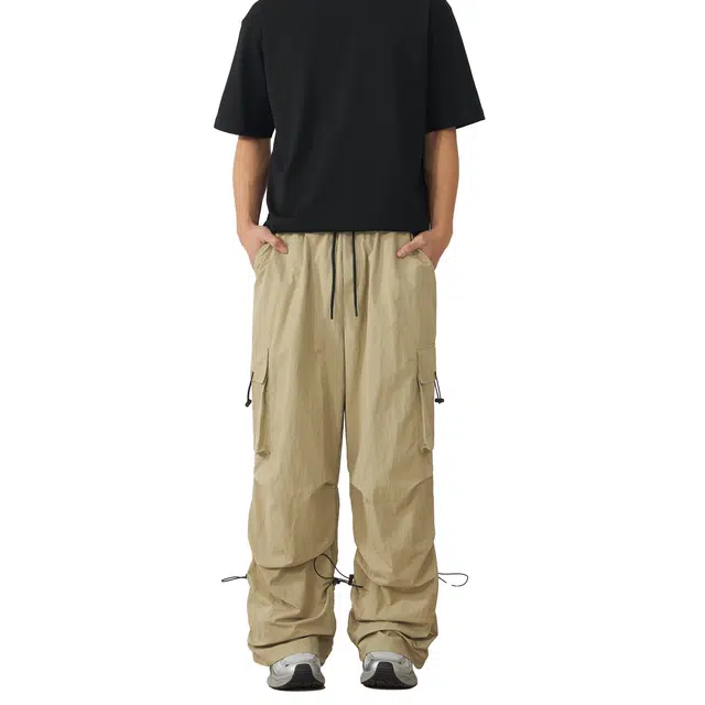 帝狼牛 日系户外通勤纯色伞兵裤宽松时尚工装裤 男女同款
