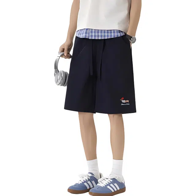 单爵 美式腊肠狗刺绣潮牌五分休闲短裤 男女同款