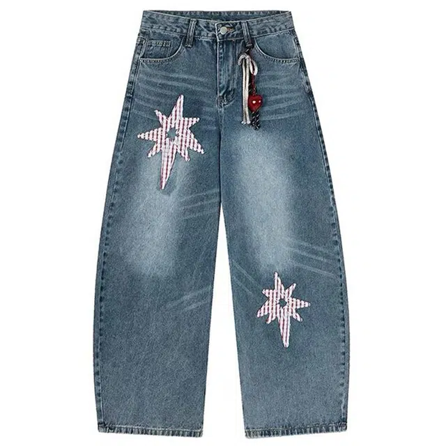 拾个壹先生 美式复古弯刀休闲百搭阔腿潮流时尚牛仔裤 男女同款