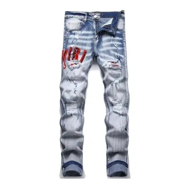 极限涡轮 美式高街复古修身休闲百搭长裤时尚潮流牛仔裤 男女同款