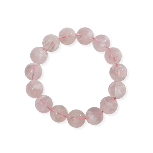 祥燕 高端轻奢甜美温柔一珠一景雪花幽灵显白天然 粉水晶 手串 男女同款情侣款