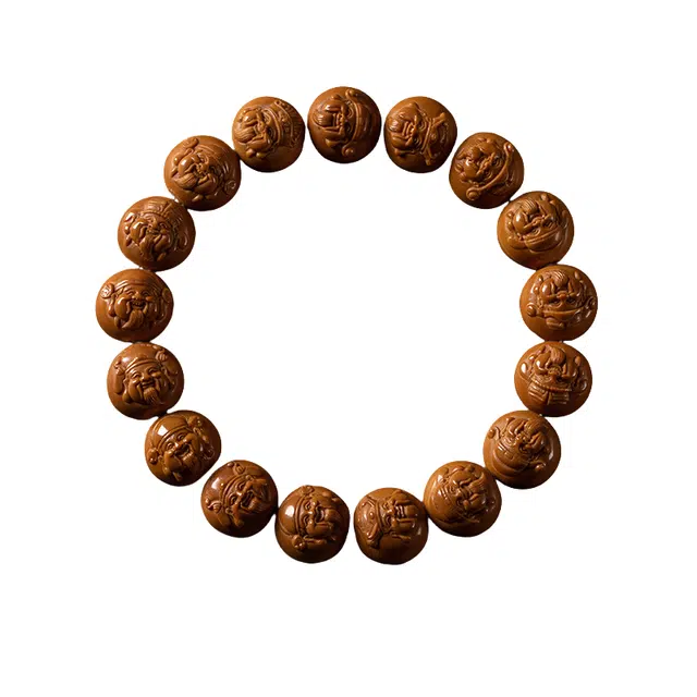 子婳 野生元宝财神素圈转运单圈文玩盘玩精致雕刻大气 猴头核桃 手串 男款
