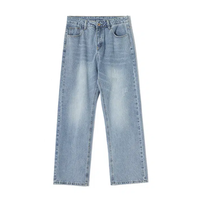 宝米卡 薄款宽松直筒舒适百搭牛仔裤 男女同款