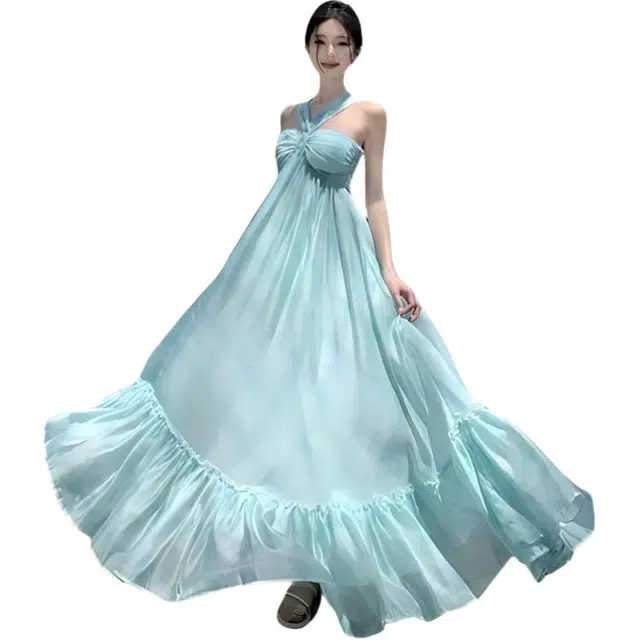 沐晓欣 通勤时尚休闲简约吊带连衣裙 女款