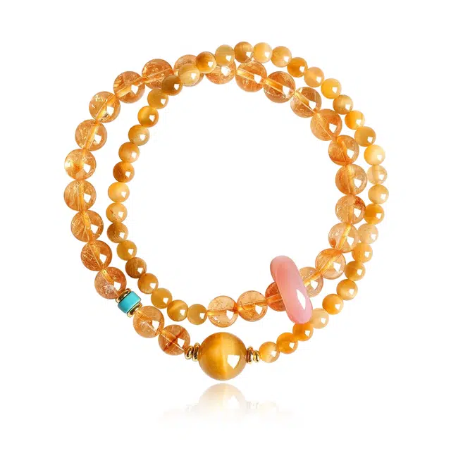 谧月珠宝 招财进宝财源滚滚水逆退散八方来财新中式转运精致轻奢风好运天然 黄水晶 手串 男女同款情侣款