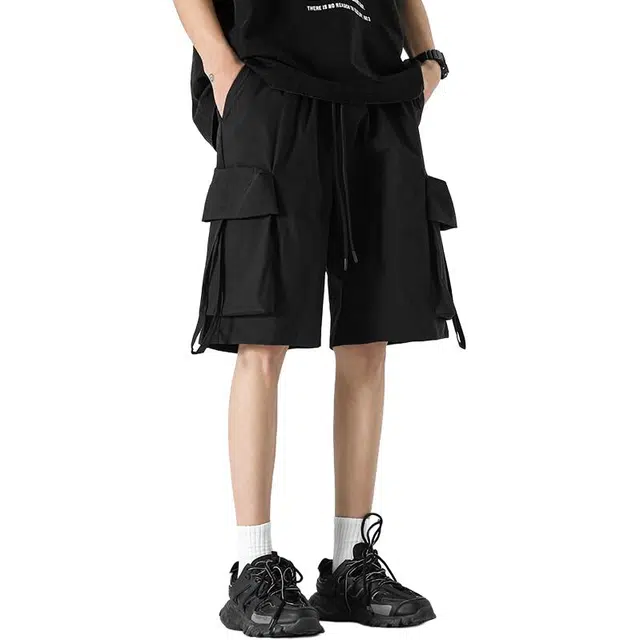 单爵 过膝夏季薄款休闲宽松运动五分工装短裤 男女同款