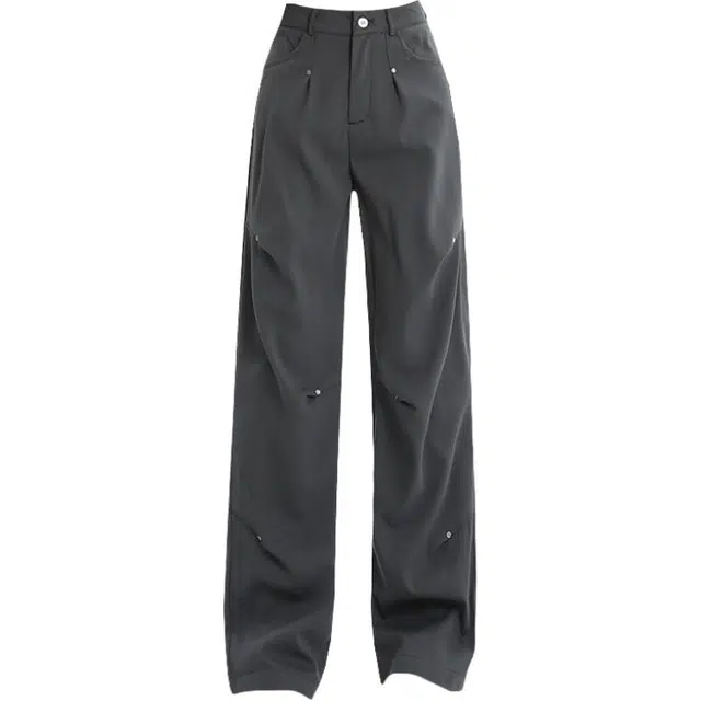 拾籍 美式风格高级设计潮流长裤百搭宽松垂感直筒工装裤 女款