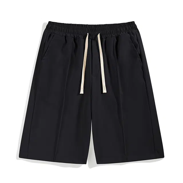 爱肯 时尚潮流五分薄款纯色百搭日常简约宽松系带运动透气休闲短裤 男女同款