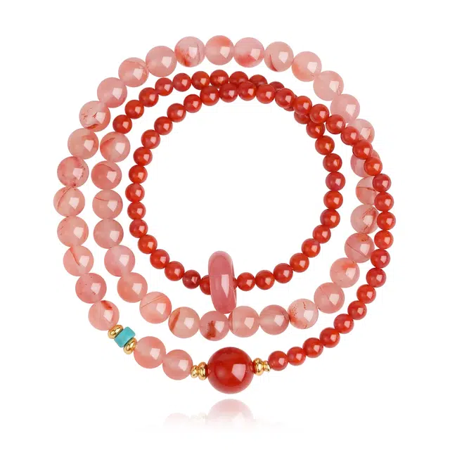 谧月珠宝 前程似锦逢考必过考神附体学业上岸新中式国潮精美小众精致百搭轻奢风好运天然 玛瑙 手串 男女同款情侣款