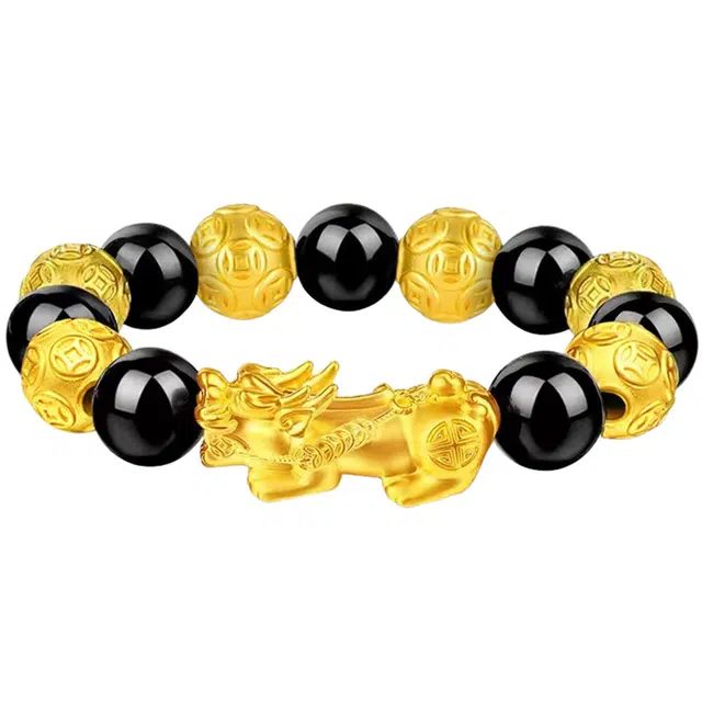 亨万福 貔貅 招财纳福吞金兽 六六大顺#好运 足金 按克计价 黄金手串 男款