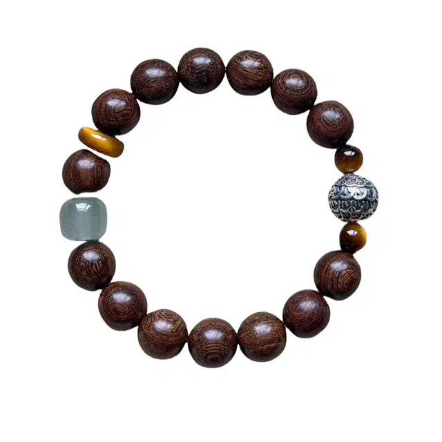 子婳 新中式念珠佛珠文玩盘玩饰品时尚复古风国潮健康平安 金丝檀木 木作手串 男款