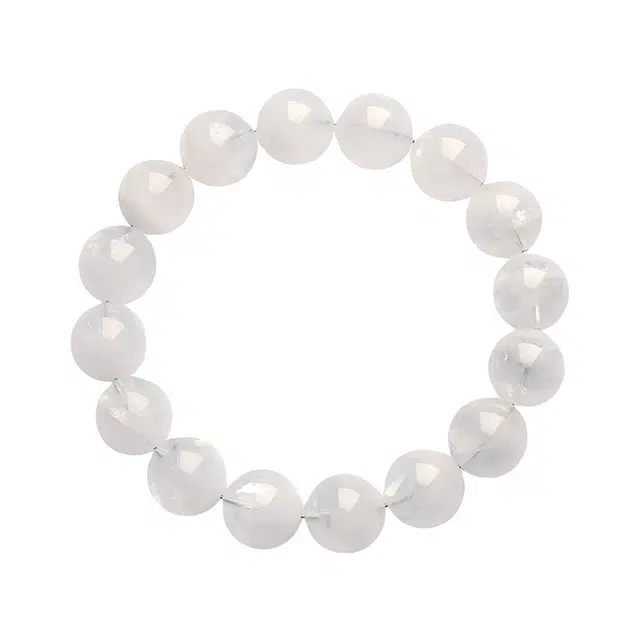 聆听花开 新中式国风白色幽灵聚宝盆圆珠 千层好运转运珠处理 白水晶 手串 男女同款情侣款