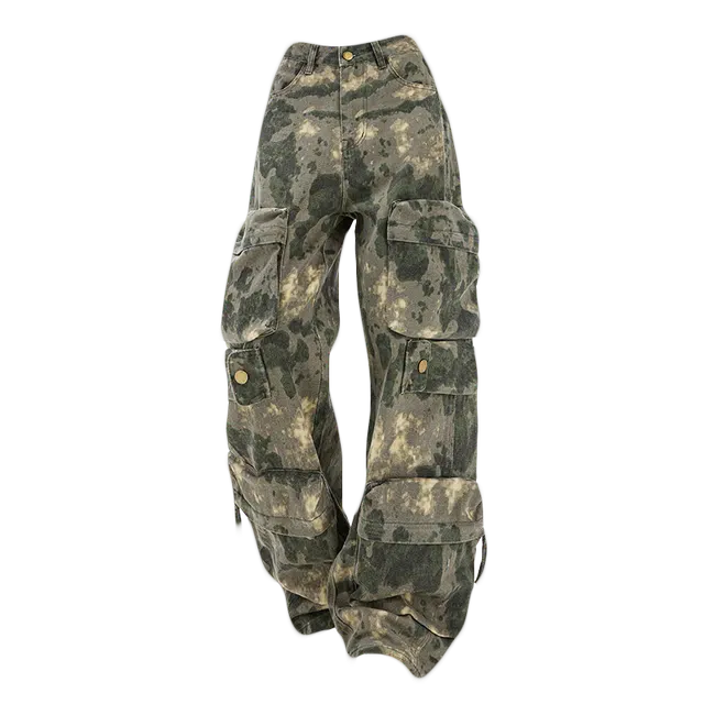 拾籍 美式复古重工宽松舒适街头时尚休闲多口袋设计感阔腿工装裤 女款