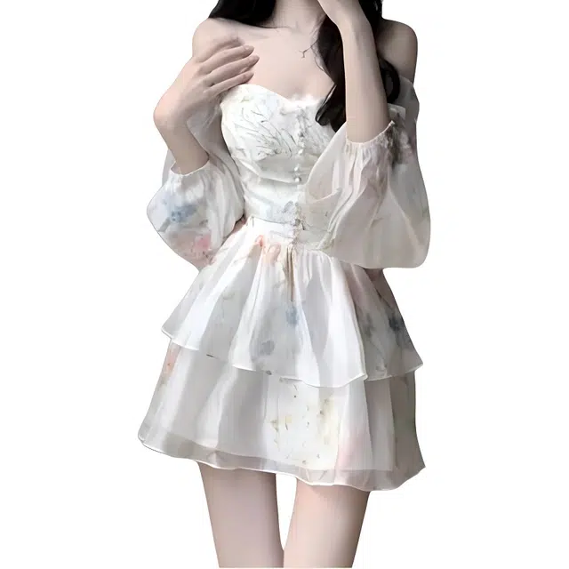 水中花 通勤时尚休闲简约长袖连衣裙 女款