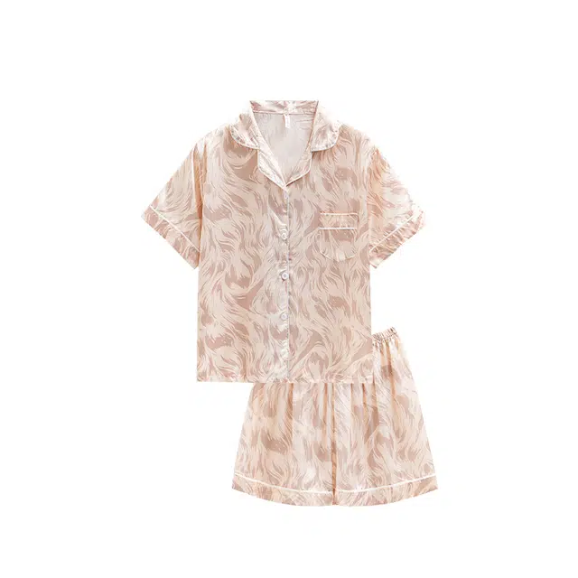 俏韵 高级感可外穿舒适简约短袖家居服睡衣套装 男女同款