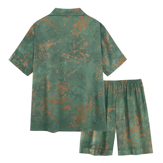 俏霓桐 薄款时尚轻奢高级感复古休闲简约舒适凉感家居服可外穿夏季睡衣套装 男款