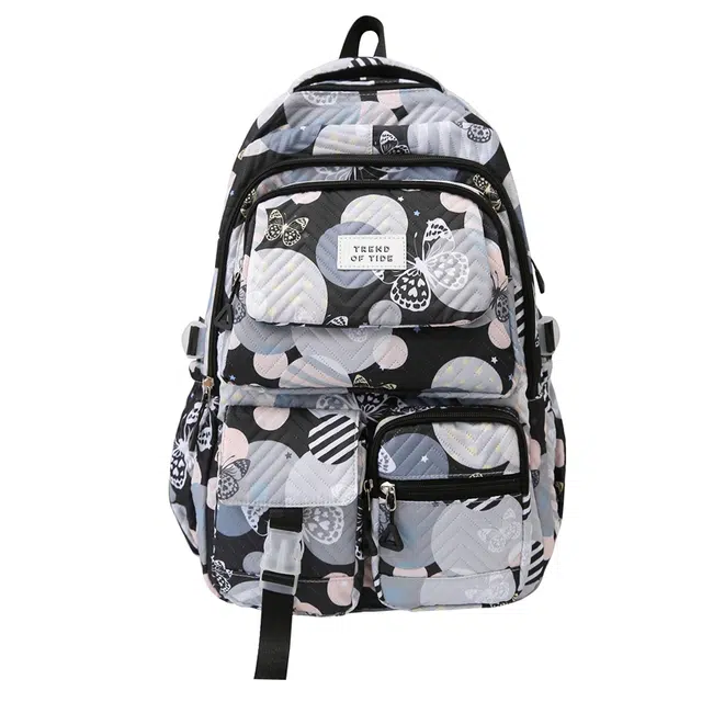 帕克熊 蝴蝶印花高颜值初高中大学生 尼龙 书包背包双肩包 女款 多色