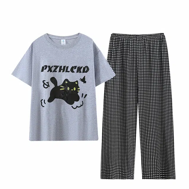 俏韵 卡通短袖长裤甜美圆领家居服睡衣套装 女款