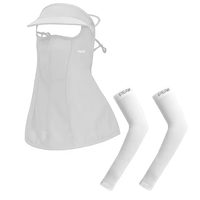 匹克 全面防护立体裁边亲肤透气弹力挂耳耳带调节自带帽檐户冰丝袖套组合外运动出行 锦纶 防晒面罩 男女同款情侣款