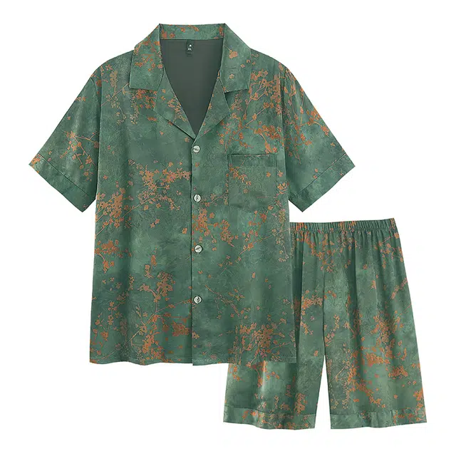 俏霓桐 薄款时尚轻奢高级感复古休闲简约舒适凉感家居服可外穿夏季睡衣套装 男款