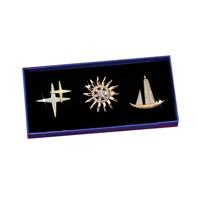 缔晶 轻奢时尚一帆风顺 气质百搭外套上衣通勤 合金 胸针 男款