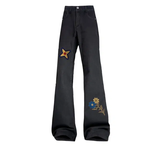 AMBER LIGHT Retro Petal Print Jeans