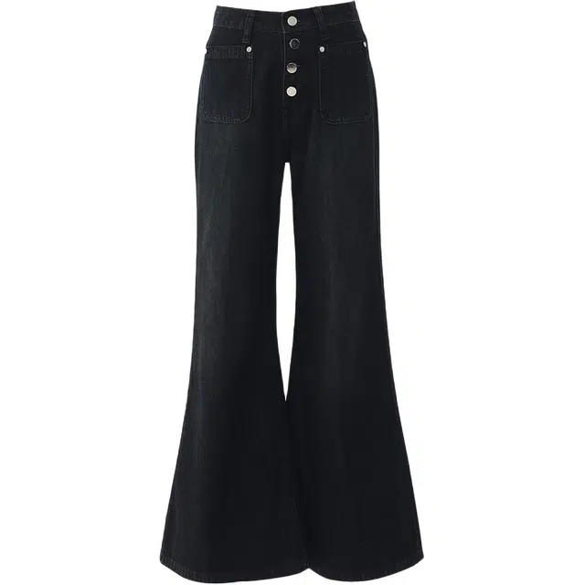 玫丝朵 美式复古高腰宽松喇叭裤排扣小众设计垂感百搭舒适牛仔裤 女款