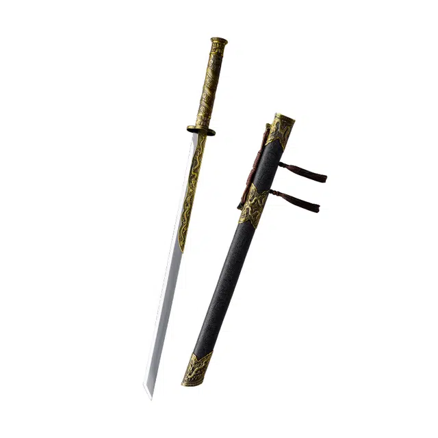 天子剑 武侯唐横刀 高锰钢刀剑绸缎包木鞘合金手柄装具 成品模型