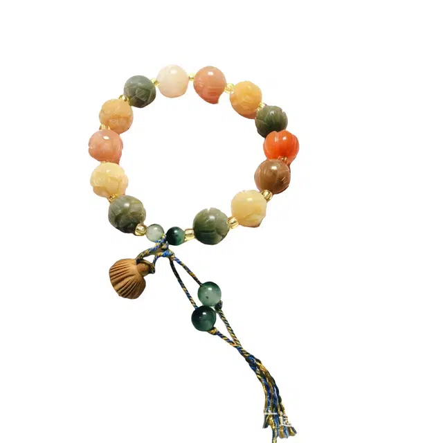 迈奇的礼物 多宝彩色莲花有钱花复古轻奢小众高级感精致简约饰品定情信物结婚求婚气质百搭高颜值爆款处理 玛瑙 手链 女款