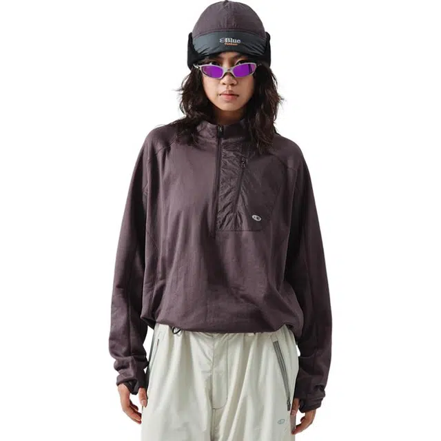 蓝岐 轻量薄绒保暖立领修身型套头卫衣 男女同款