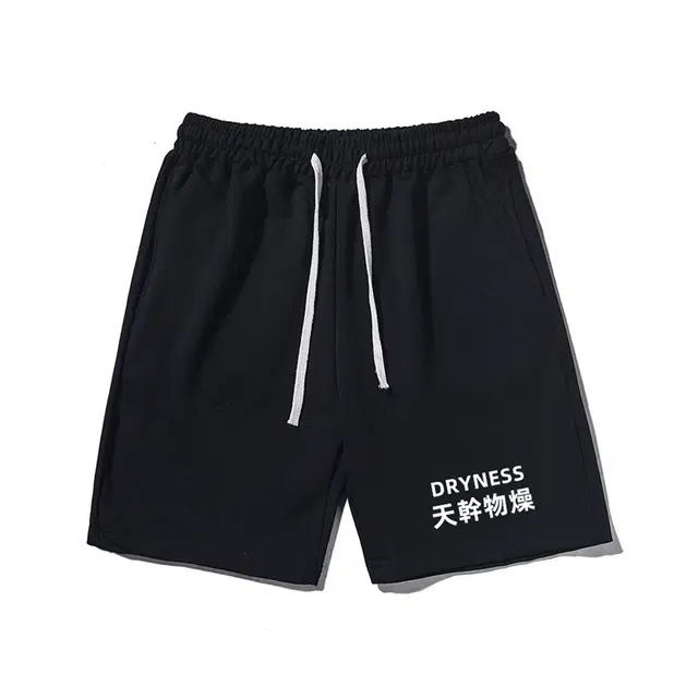 乱步 天幹物燥文字印花透气运动风五分休闲短裤 男女同款