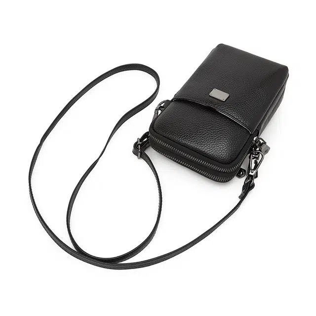 老人头 简约时尚优雅日常通勤纯色 牛皮 单肩斜挎包 女款 多色