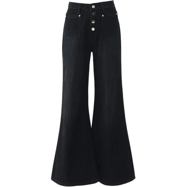 拾籍 复古设计薄款高腰排扣设计喇叭裤女小众风格时尚百搭舒适垂感拖地牛仔裤 女款