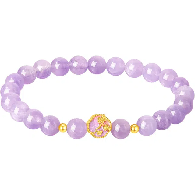 老凤祥 【紫定发财】浮岚幽紫 梦幻新中式经典国风 高级轻奢小众设计 简约温柔日常百搭 精美礼盒#好运天然 紫水晶 手串 女款