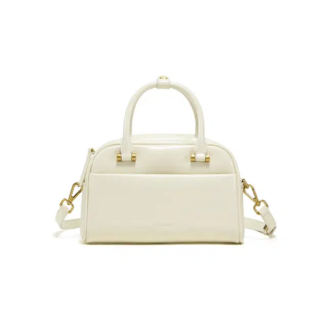 西木汀 奶油芝士小众设计百搭休闲通勤 牛皮 波士顿包单肩斜挎手提包 小号 女款 多色