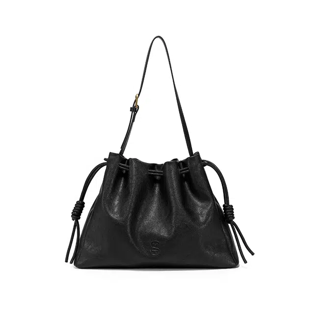 西木汀 徘徊  高级感设计云朵包小众品牌百搭通勤托特包 牛皮 单肩包 女款 深邃黑/珍珠白