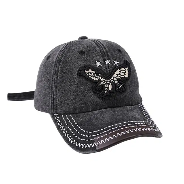艾佳微 复古做旧韩版水洗街头百搭刺绣嘻哈朋克风 棉 鸭舌帽 男女同款情侣款