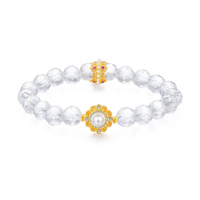 梦金园 【净化负能量】水逆退散好运 精致轻奢小众设计温柔优雅日常通勤百搭 能量磁场#好运天然 白水晶 手串 女款