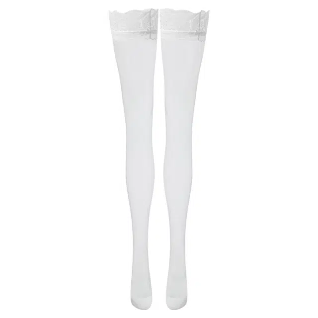 健将 过膝袜黑丝蕾丝花边硅胶防滑大腿透明性感高筒长筒袜丝袜 女款 组合装