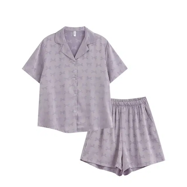 俏韵 高级感短袖翻领家居服三分裤睡衣套装 女款