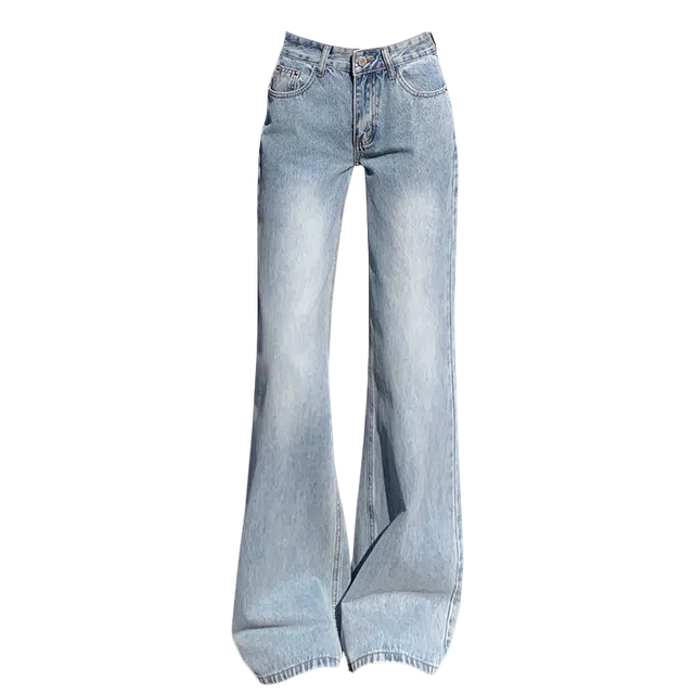 拾籍 复古时尚低腰微喇百搭休闲显高显瘦垂感拖地牛仔裤 女款