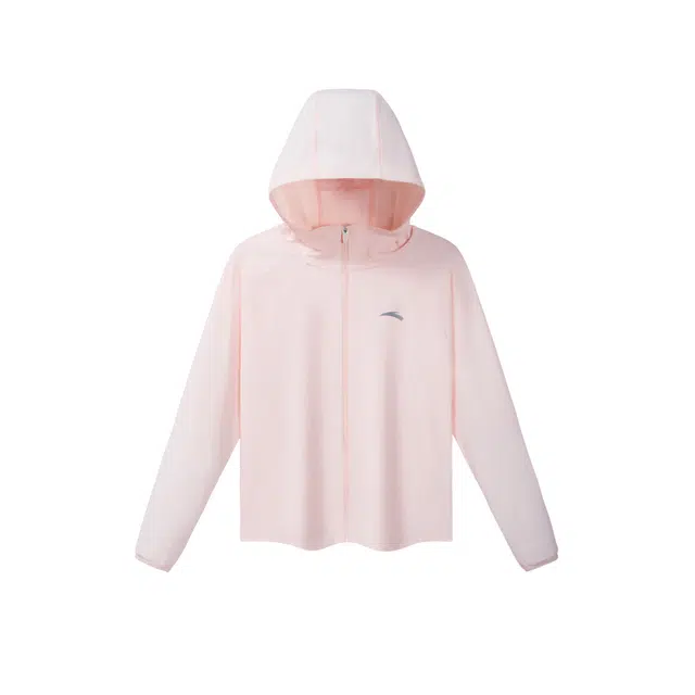儿童款 安踏儿童 小光甲 纯色拉链连帽运动长袖防晒服 浣纱粉