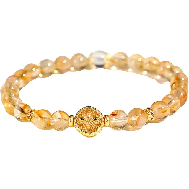 迈奇的礼物 新中式国潮文艺清新甜美复古小众高级气质优雅百搭天然 黄水晶 手串 男女同款情侣款