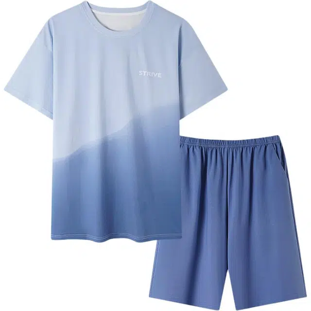 潞优野 短袖短裤大码可外穿凉感家居服睡衣套装 男款