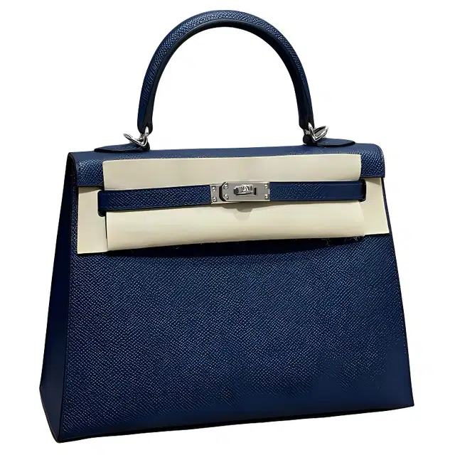 HERMES Kelly 25 Epsom 7U Navy