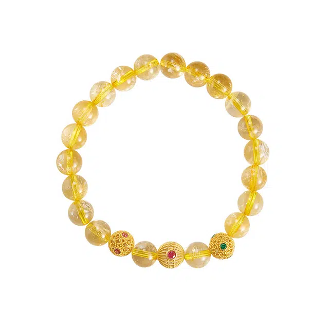 心草 财运满满 新中式国潮百搭简约小众设计温柔气质轻奢高级感复古时尚通勤可调节手饰天然 黄水晶 手串 女款