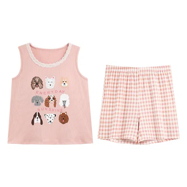 向薇 带胸垫一体短裤无袖凉感薄款家居服睡衣套装 女款